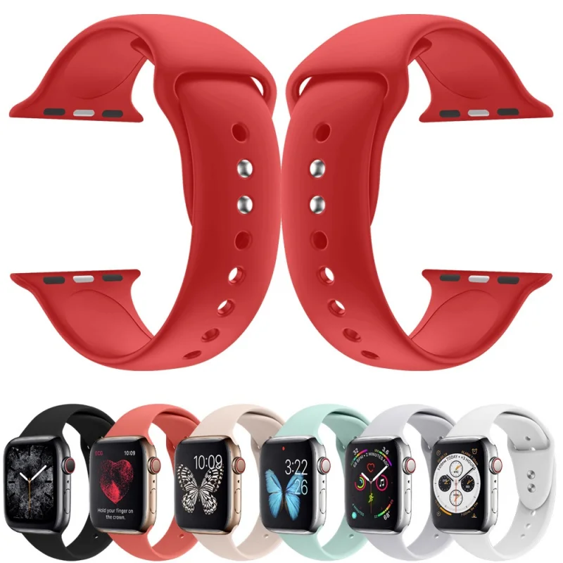 

Силиконовый ремешок для часов Apple Watch 38/40/42/44 мм, ремешок для смарт-часов Apple iWatch 6 se