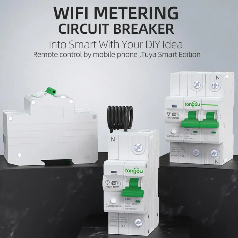 

Tuya 2P WIFI Circuit Breaker Metering Monitoring Circuit Breaker Timer Switch Relay Voice Control Work With Alexa Google IFTTT