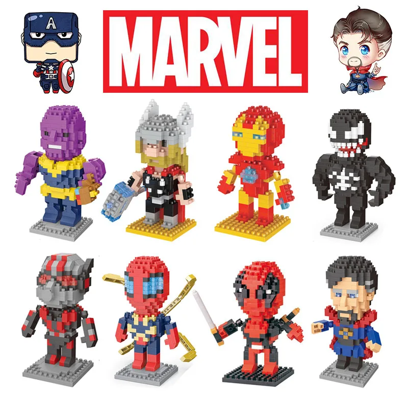 

Disney Cartoon Building Blocks Anime Characters Spider-Man Thor Venom Mini Action Figure Educational Game Toy Kids Birthday Gift