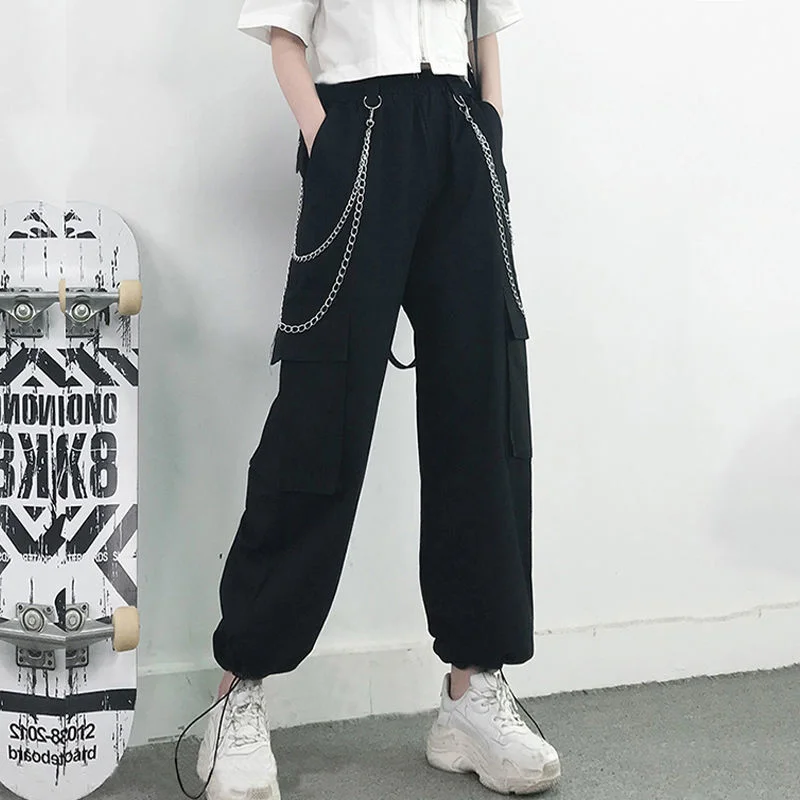 

Women Cargo pants High Waist Pants Baggy Tactical Trouser Loose Streetwear hip hop joggers pants women