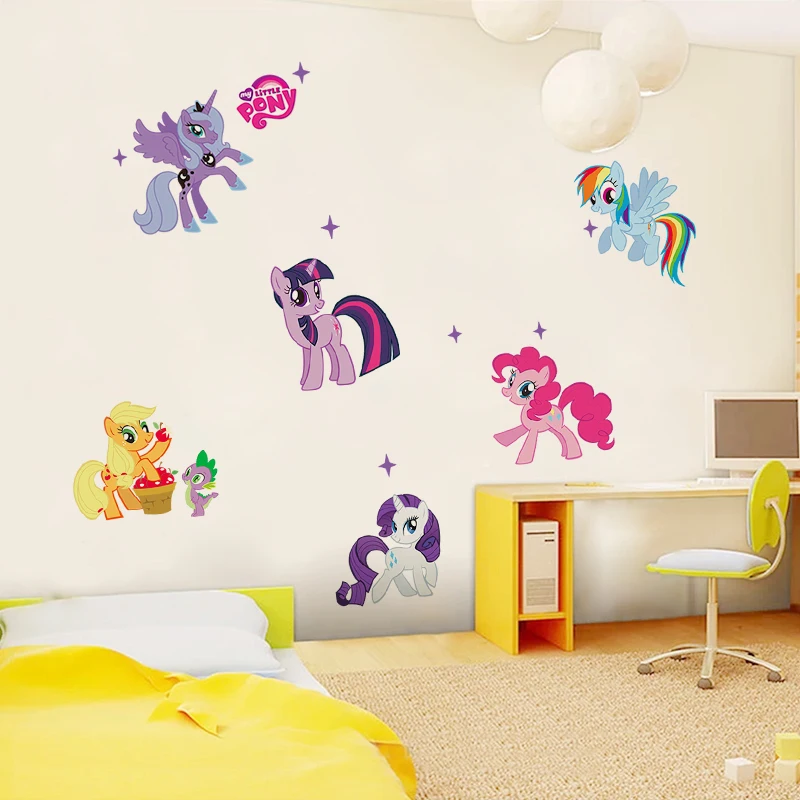Cartoon Anime Cute Unicorn Wall Sticker Home Decor Kids Room Mural Art 3d Movie Poster Cartoon My Little Pony Wall Sticker