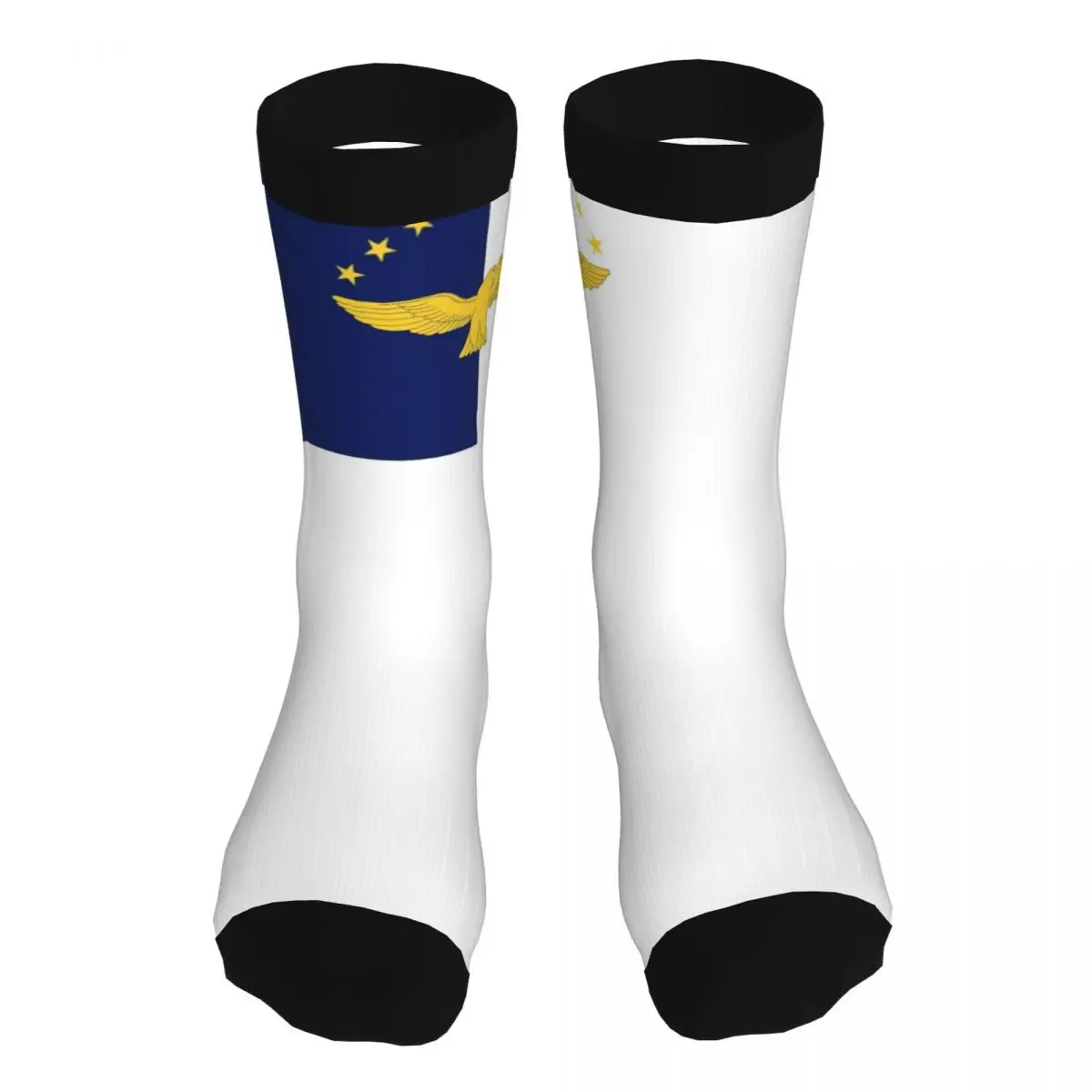 

Azores Flag Thick Contrast Color Socks Men's 5% Spandex Fashion Middle Tube Socks Thick Printed