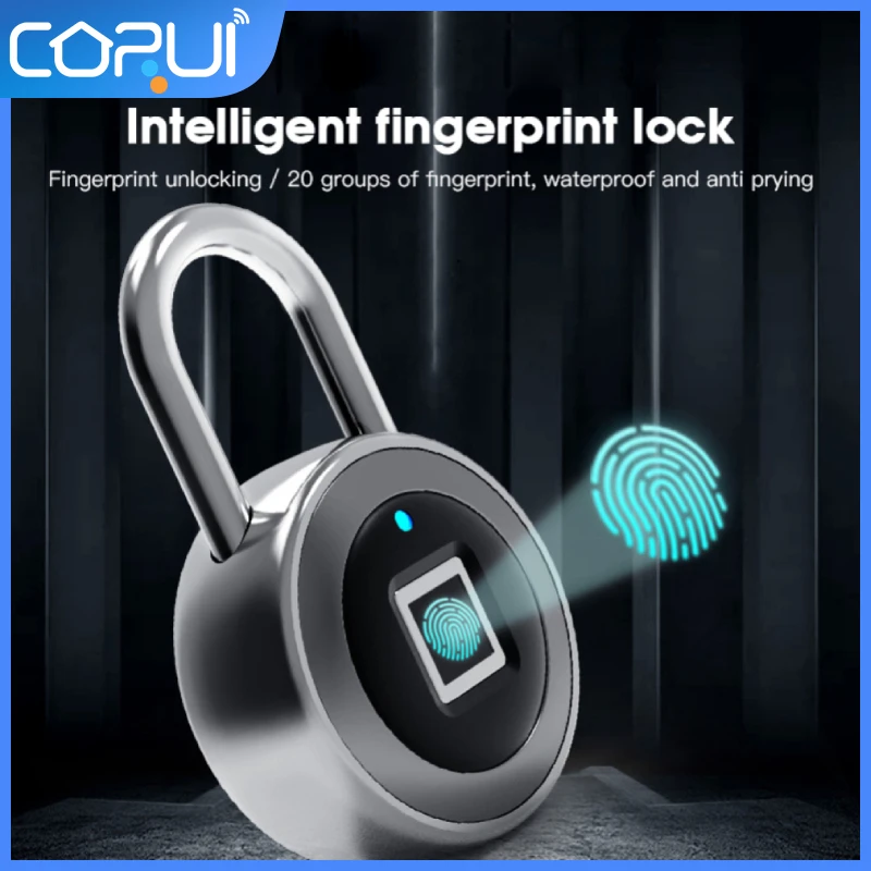 

CoRui Tuya Padlock Fingerprint Lock Bluetooth Waterproof Lock Tuya/Smart Life APP Remote Smart Finger Print Electronic Locks
