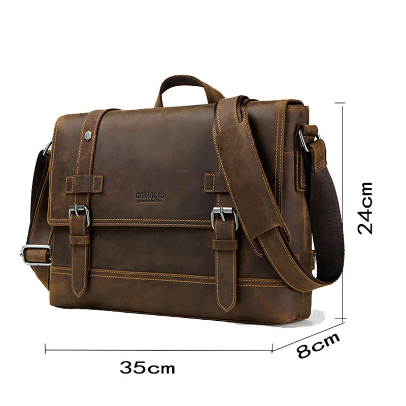 Genuine Leather Retro Cowhide Men's Handbag Textured Business Briefcase Large Capacity Men's Crossbody Bag