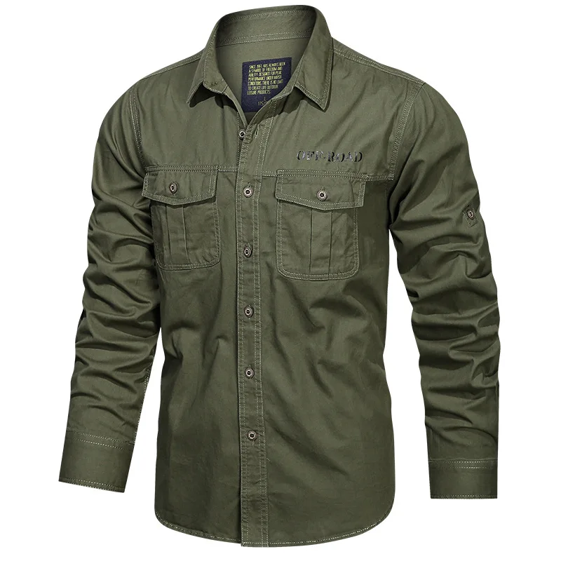 

Black Green Casual 5XL Long Cargo Spring Blouse Men's Military For Autumn 2023 Sleeves Brand Design 4XL Oversize Clothes Shirts