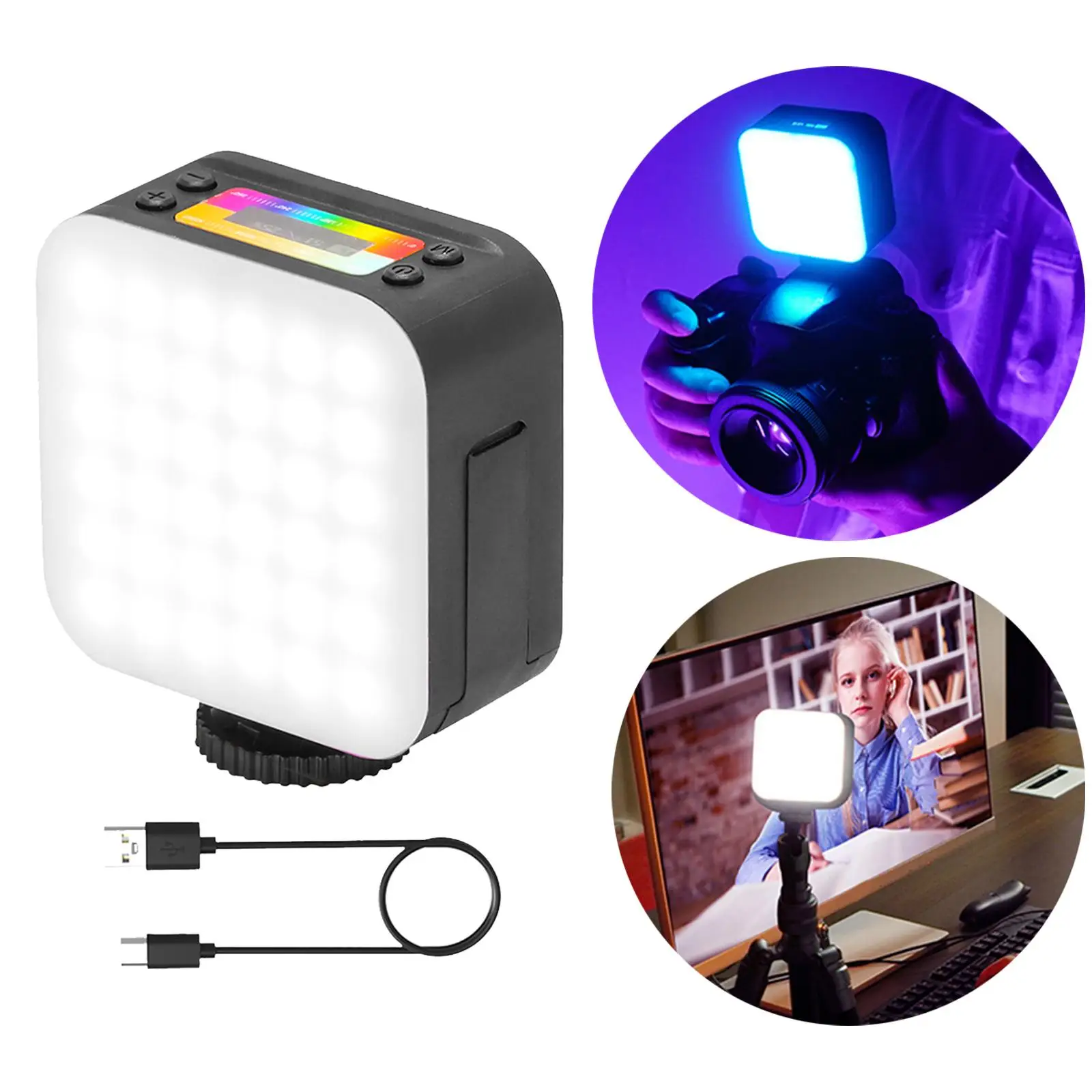 RGB светильник для видеосъемки, карманная Светодиодная лампа s для камеры, вращающаяся на 2500-9000 градусов Лампа для фотосъемки, Селфи, прямой т...