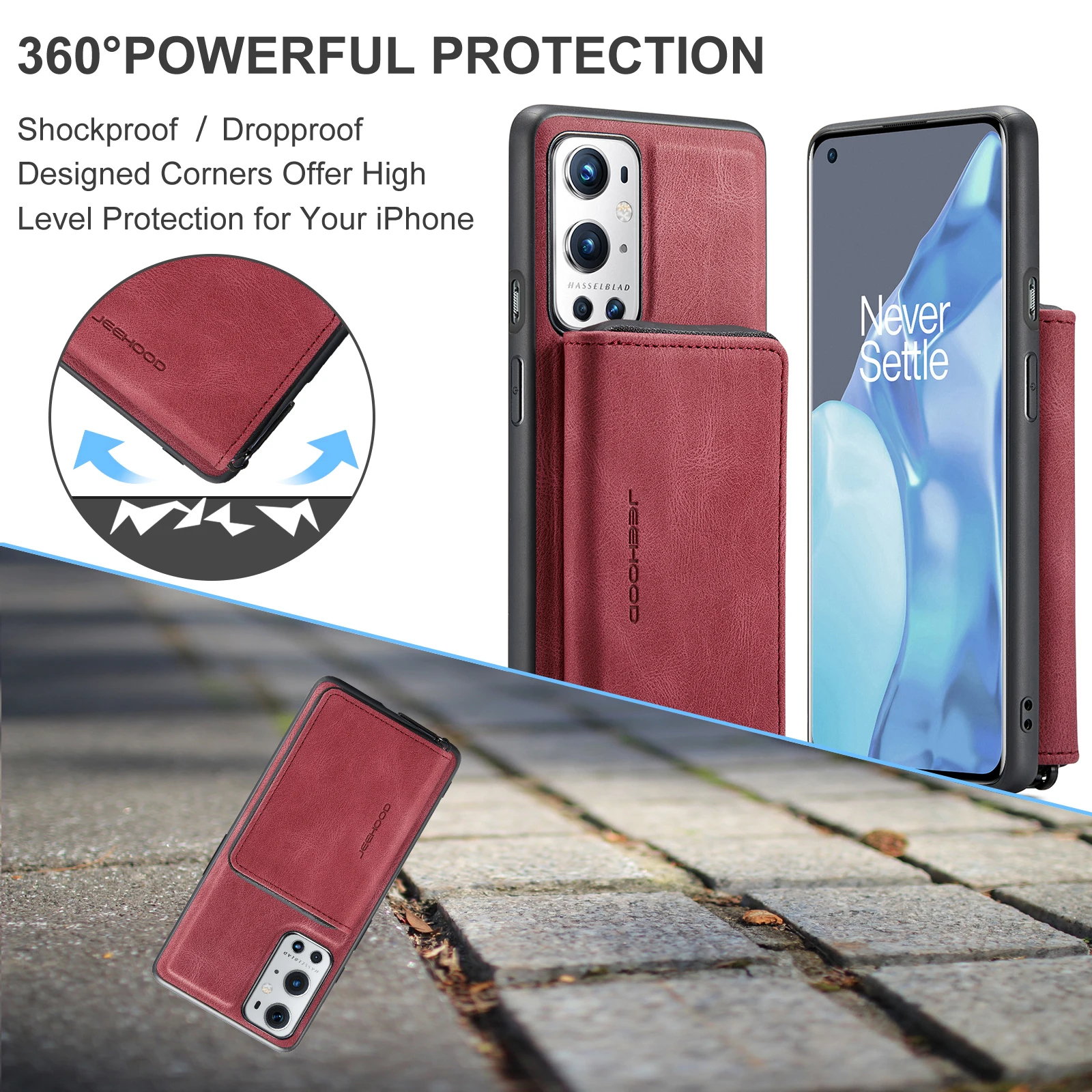 Detachable Magnetic 2 in 1 Phone Case For OnePlus Nord N200 5G Zipper Wallet Cards Bag Back Cover for OnePlus Nord 2 Case Shell