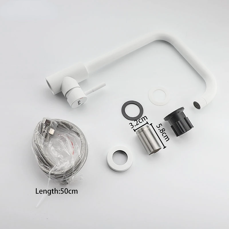 Белый простой кухонный смеситель из нержавеющей стали Поворот на 360 градусов