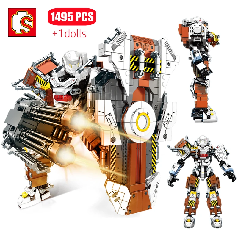 

SEMBO Movie Series Mu2 Heavy Defense Mech Model Building Blocks MOC Transforming Robot Mecha Bricks Toys For Children Boys Gifts