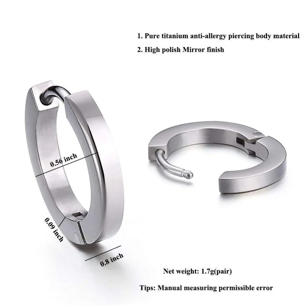 TGNEL Серьги-кольца из чистого титана без никеля маленькие серьги шириной 2 мм
