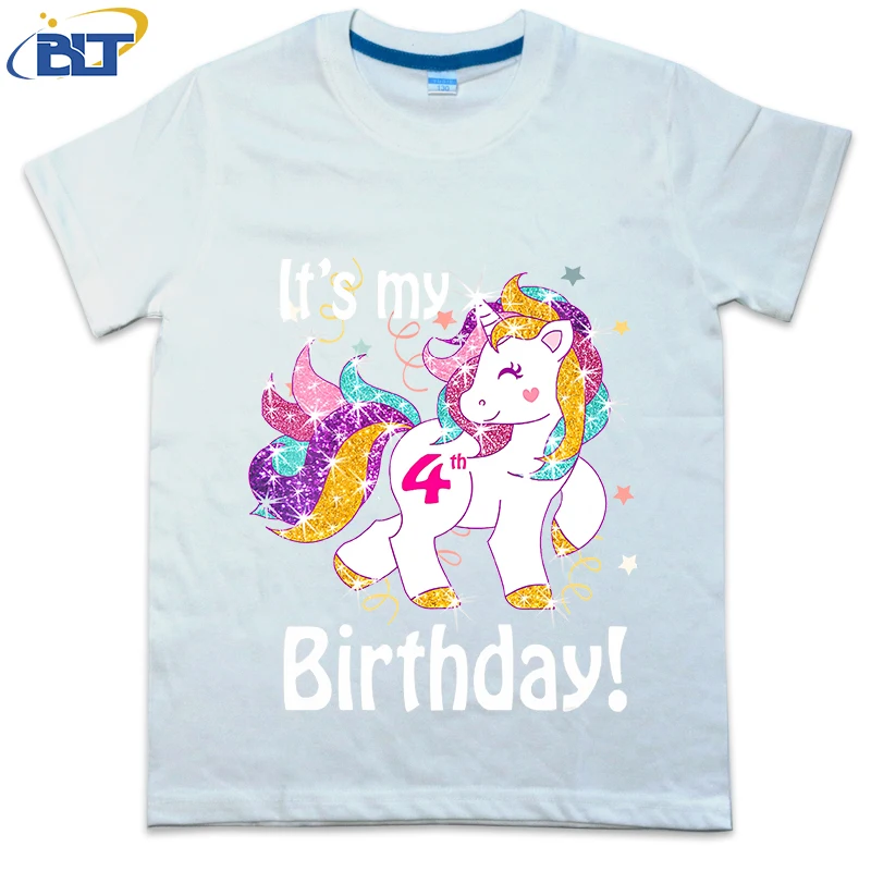 Детская футболка с принтом мой день рождения и единорогом для девочек 4 лет