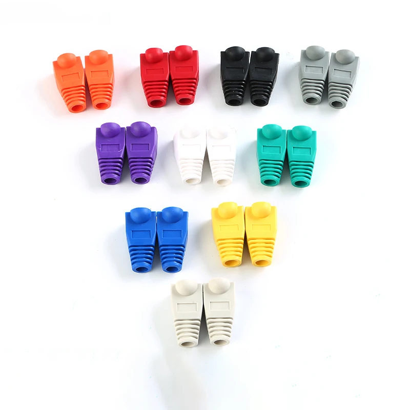 

30/60pcs Connector Plug Boot Cover RJ45 CAT5/6 8P8C Network Cable Strain Cap Modular Plug Connector Boot Cap Random color