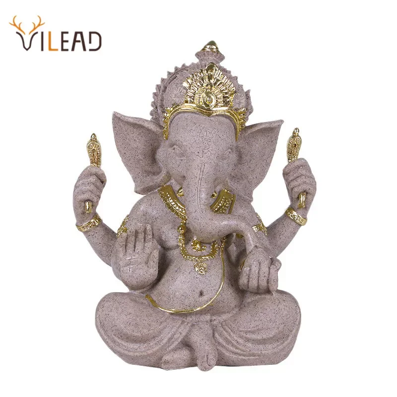 

VILEAD Ganesha Statue Buddha Elephant Hindu God Sculpture Figurines Home Decoration Accessories Garden Bedroom Interior Office