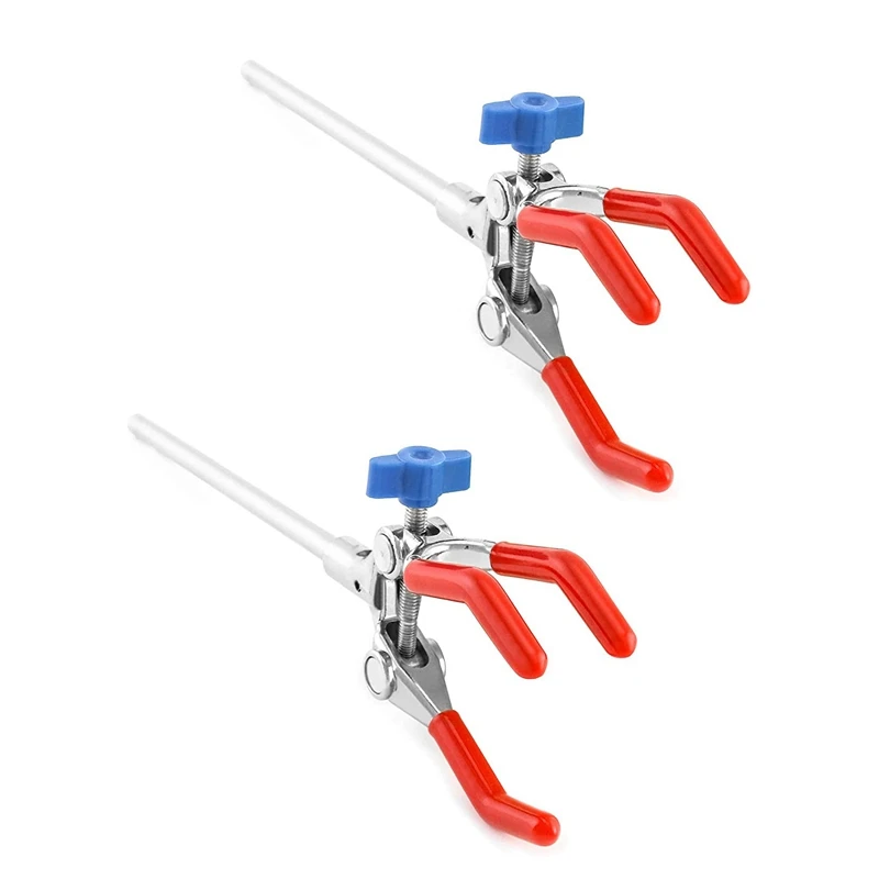 

Lab Clamp 2 PCS 3 Prong Finger With Rubber Coated Head Laboratory Beaker Clamps Multifunctional Adjustable Jaw