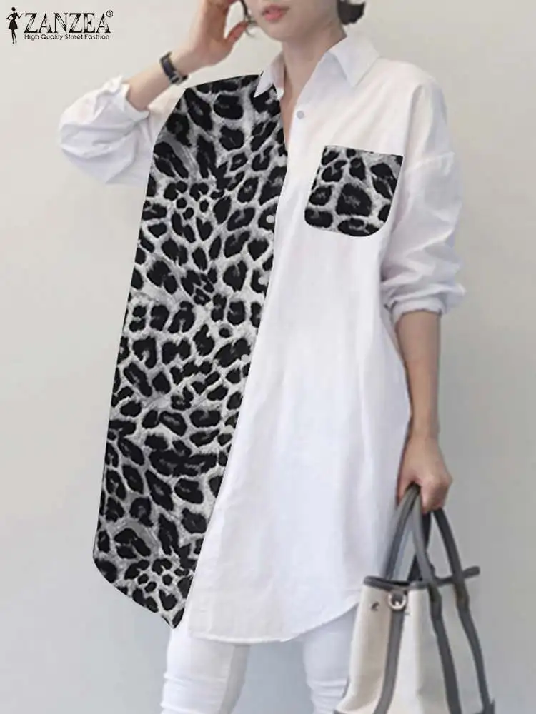 

Женские винтажные свободные рубашки 2022, Повседневная Блузка оверсайз, рубашка ZANZEA, модные офисные Топы с длинным рукавом, туника, блузка с л...