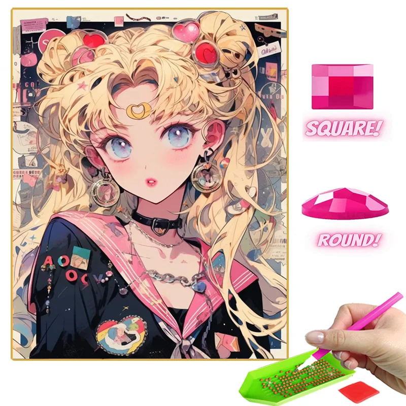 Алмазная мозаика с изображением девочки