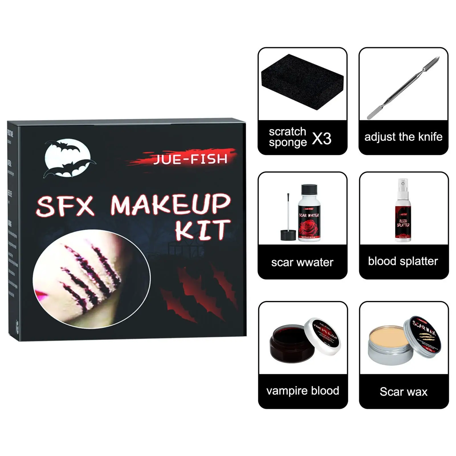 

Halloween Makeup Kit Movie Special Effect Skin Nose Scar Wax Paint Set Fake Wax Body Face Painting Scar Wound Skin Party Stage