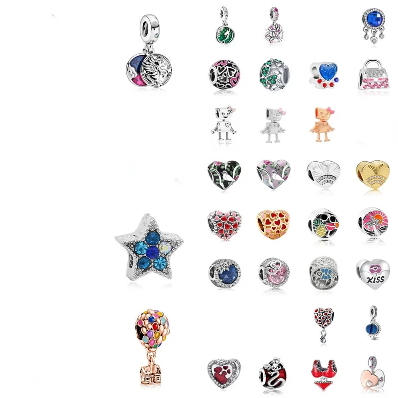 

Beads Fit Original Pan Charms Heart Dream Catcher Bag Hollow Ball Dangle Pendant DIY Bracelet Women Jewelry