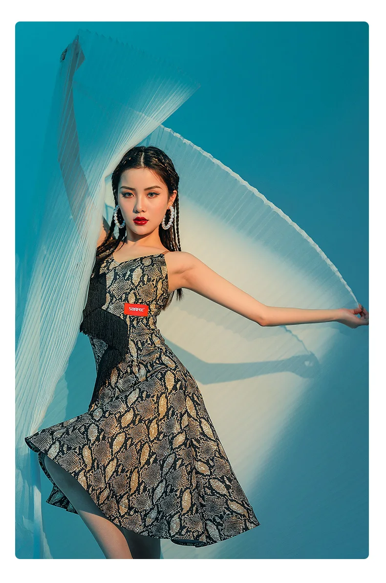 Женское платье для латиноамериканских танцев новое летнее с бахромой и юбкой