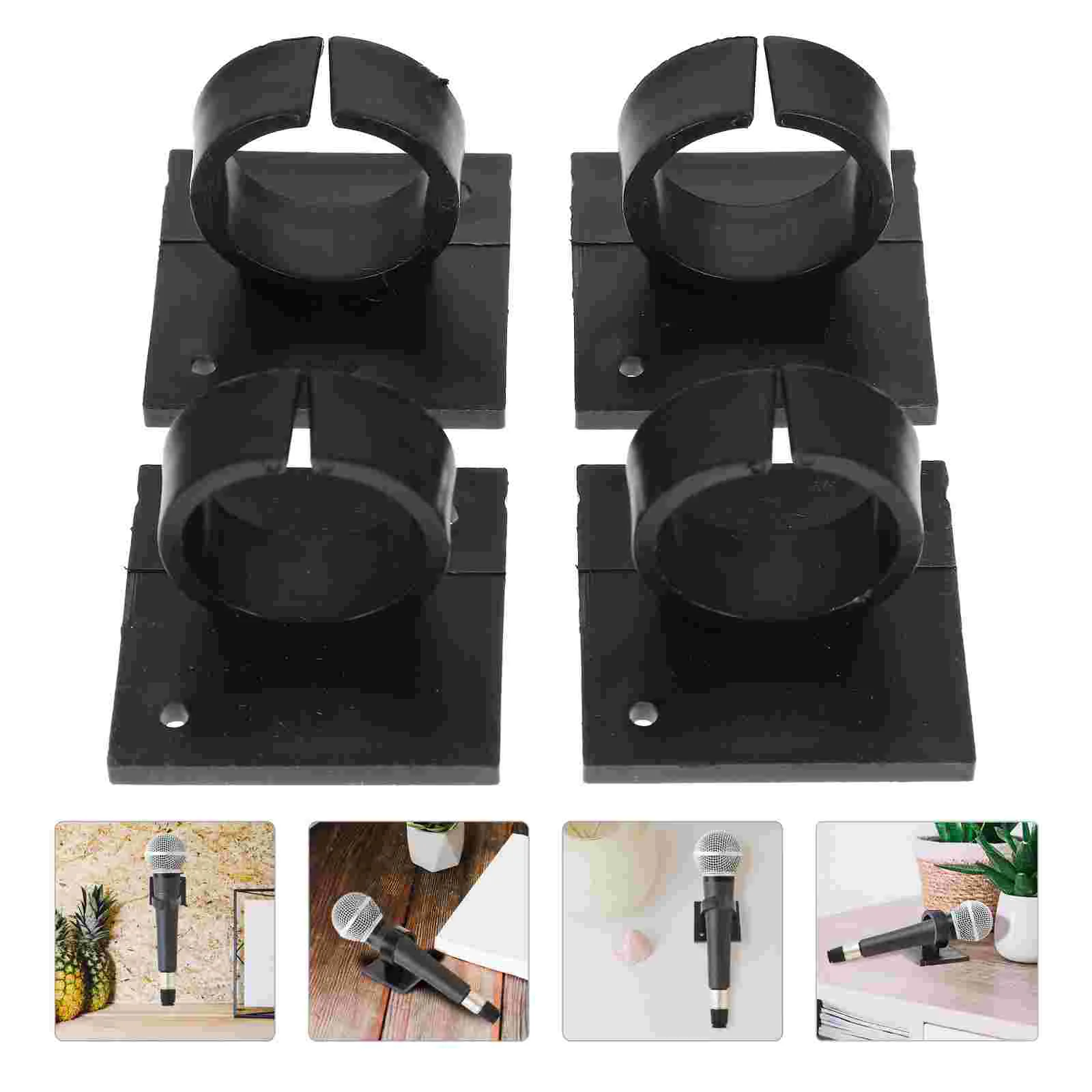 

4 Pcs Wireless Microphone Hook Flag Station Logo Clip Clamp Adhesive Clips Holder