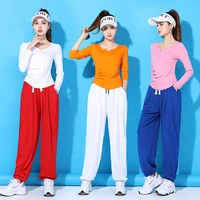 womens sportswear suit yoga exercise suit suitable for womens long sleeve top high waist running pants