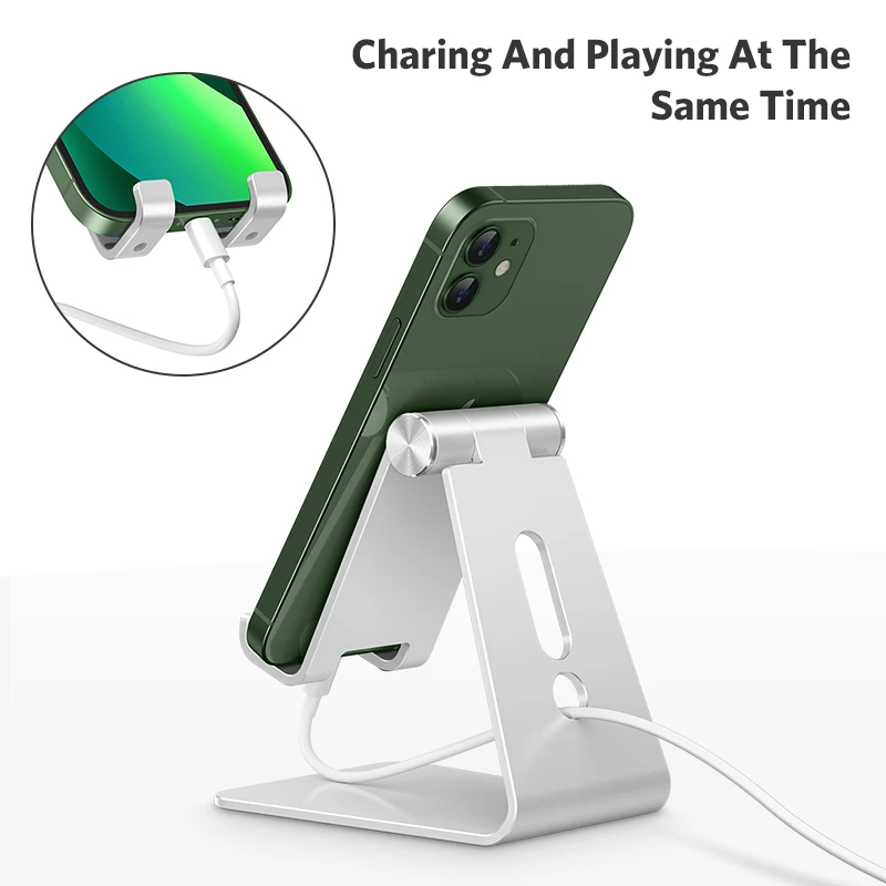 OMOTON C2 Adjustable Cell Phone Stand Aluminum Creative Lazy Dock Support Bracket Mobile Phone Holder Table Mount Universal Grip