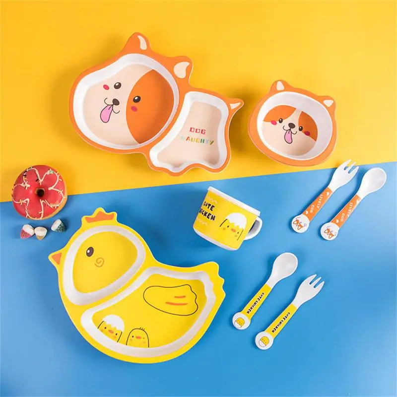 

Do Not Fade Cartoon Healthy Tableware Modeling Transparent Compartment Easy To Clean Mellow Seamless Degradable Bamboo Fiber