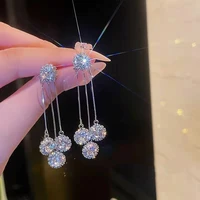 new fashion trend irregular round flowers elegant delicate flashing diamond tassel earrings womens wedding jewelry party gifts