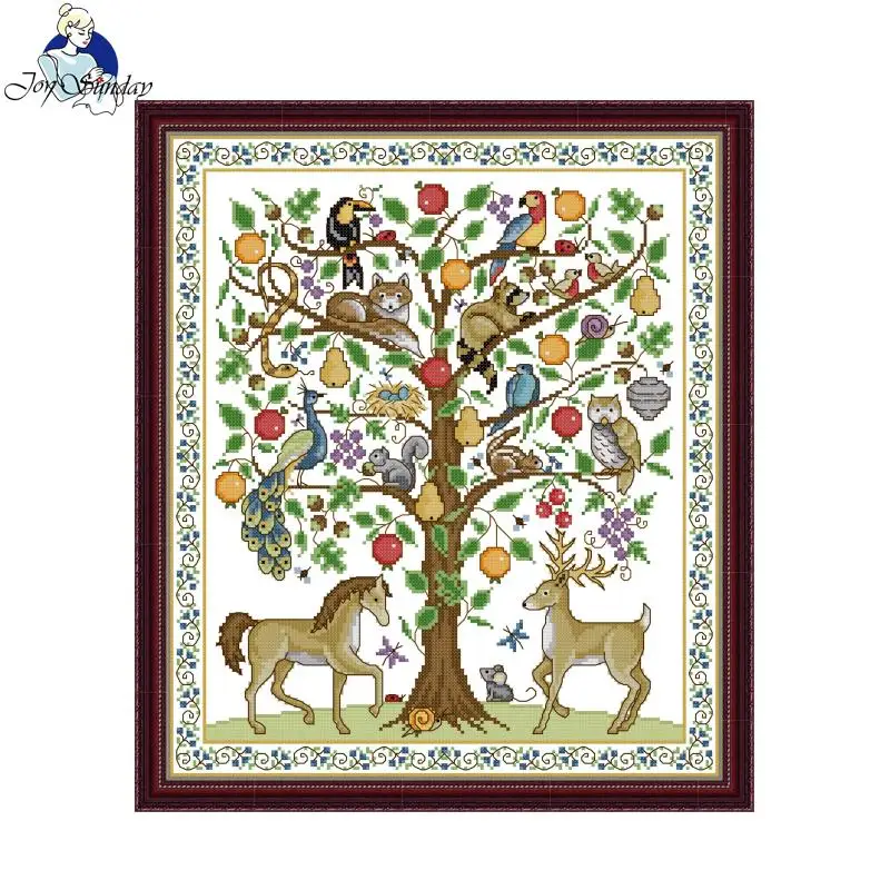 Набор для вышивки крестиком Joy Sunday с изображением дерева жизни HD напечатанная