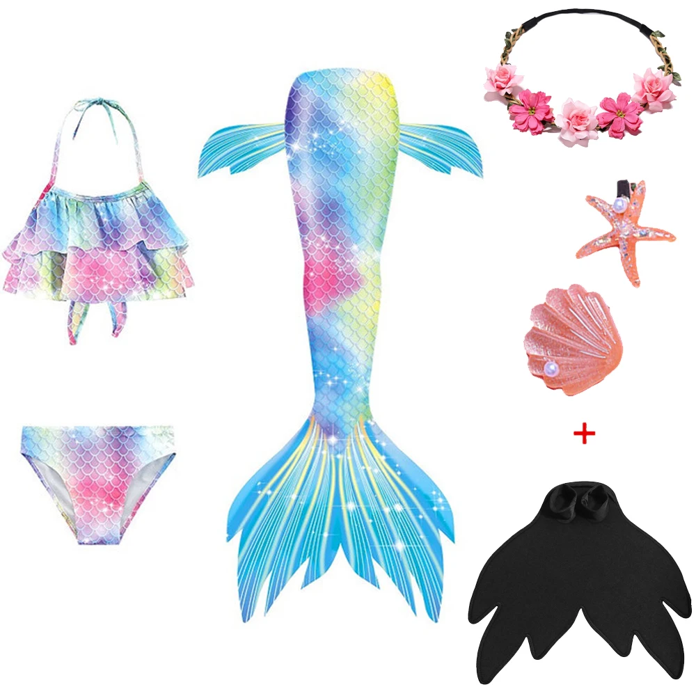 

Beautiful Girls Mermaid Beach Clothe Costumes Can Add Monofins Bikini Swimming Cosplay Little Mermaid Tail for Children Swimwear