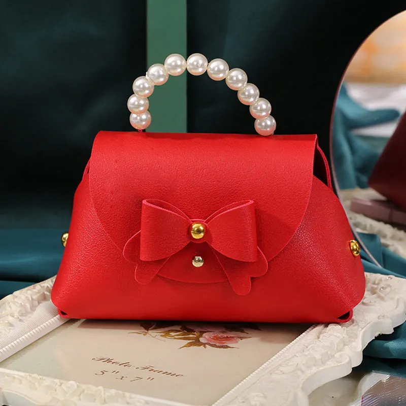 

1PC New Portable Leather Candy Gift Bag Box with Pearl Handle Handbag for Wedding Baby Shower Birthday Party Decor Supplies