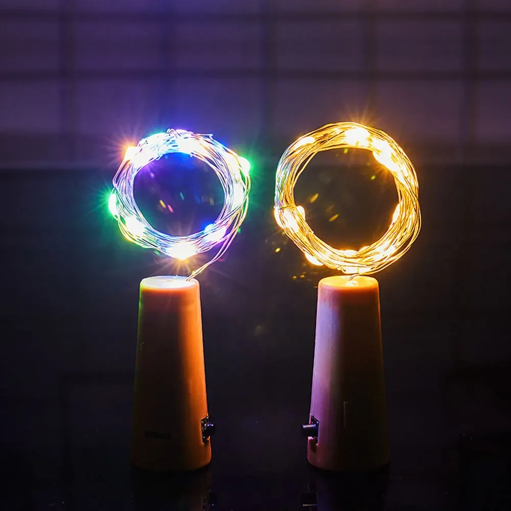 

1Pc 2m LED Wine Bottle Cork String Lights Holiday Decoration Garland Wine Bottle Fairy Light Christmas Copper Wire String Lights