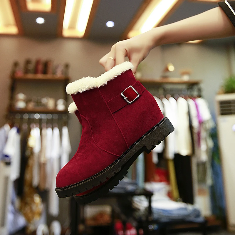 New Women Boots Winter Outdoor Keep Warm Fur Boots Waterproof Women's Snow Boots Thick Heel with Round Head Short Boot