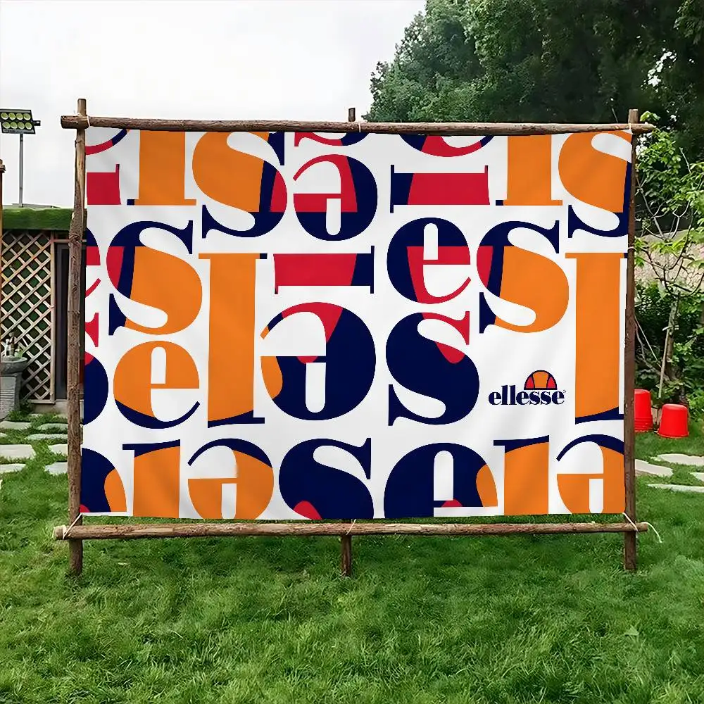 Фото Флаг для кемпинга E-Ellesse в ретро-спортивном стиле, высококачественная печать на баннере, художественная атмосфера. №2