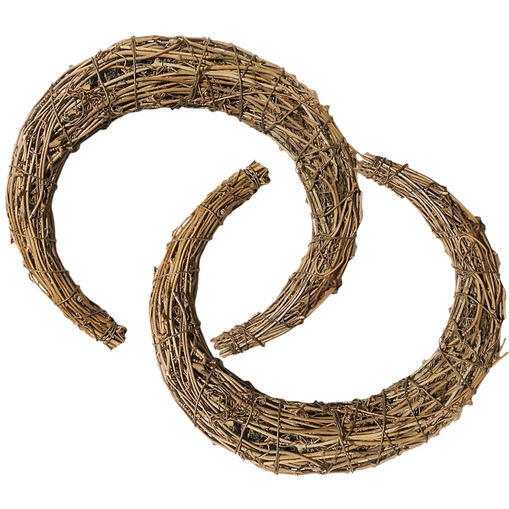 

2 Pcs Vine Branch Wreath Wicker Decor Moon Shaped Wreath Hoops Flower Wreaths Front Door Rattan Garland Frame Moon Wreath