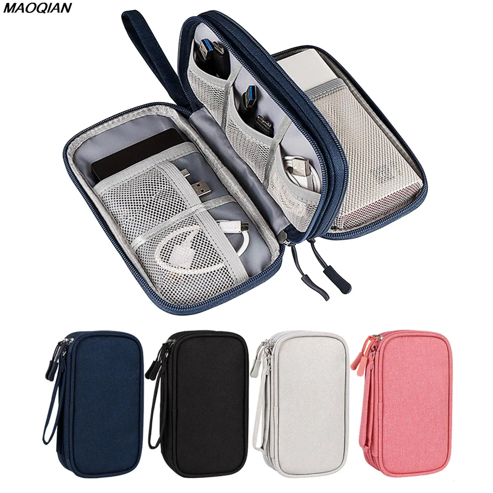 Travel Cable Organizer Bag Electronic Storage Bag Carrying Case Earphone Charge Power Bank Digital Pouch Three Layer Storage Bag