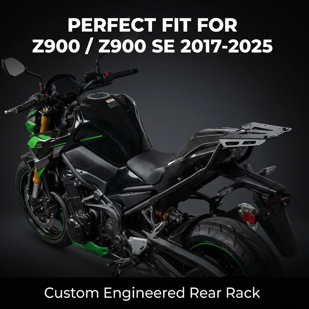 Фото Для мотоциклов KAWASAKI Z900 Z 900 SE 2017-2022 2023 2024 2025: Черный задний багажник-крепление для груза №1