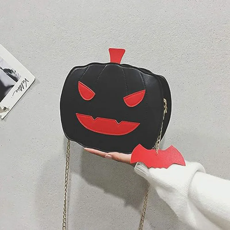 

2023 New Funny Halloween Pumpkin Shaped Demon Messenger Crossbody Bag Casual Wallet Handbag Cartoon Shoulder Bag