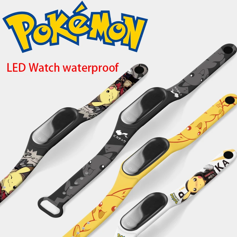 

Pokemon Anime Digital Watch Pikachu Student Silicone Water Proof LED Sports Watch Bracelet Variety Silicagel Kids Toys Gift