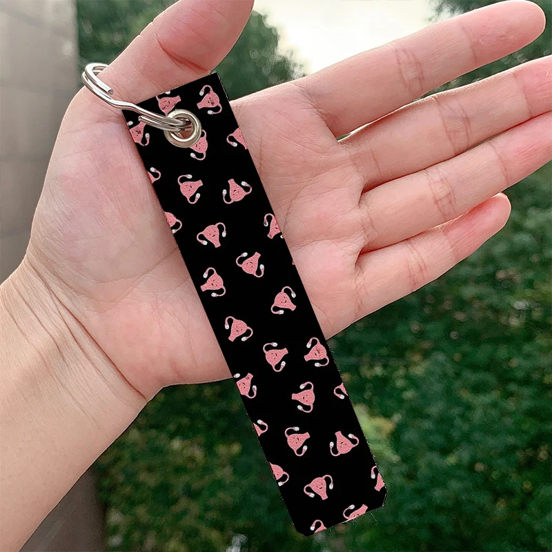 

Crazy Happy Uterus leather motorcycle Custom Key chain Strap Key rings Hanging Holder Bag Wallet Trinket Keychain Hanging Bag