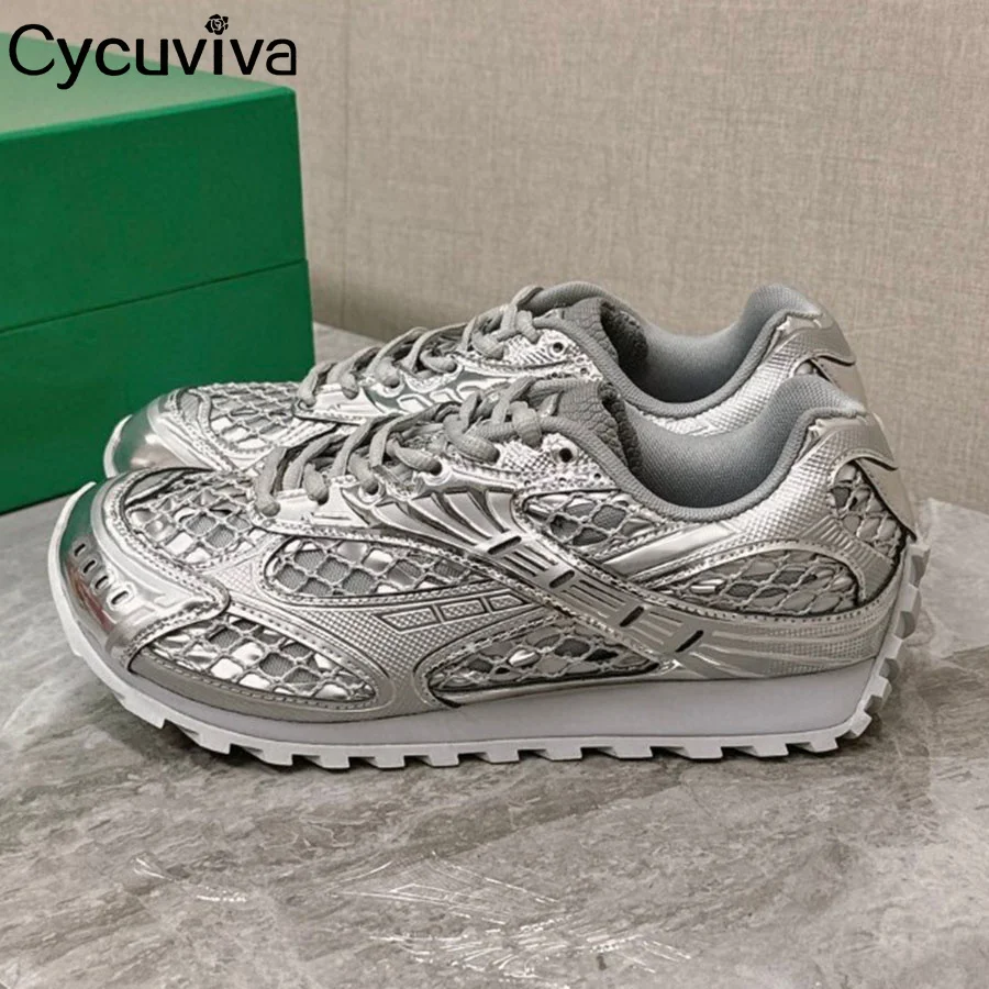 Женские сетчатые туфли на плоской подошве повседневные кожаные шнуровке для