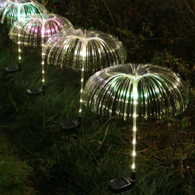 

Waterproof Fiber Jellyfish Light Outdoor Led Street Lamp Optic Jellyfish Solar Garden Lights Patio Villa Yard Decor Floodlight