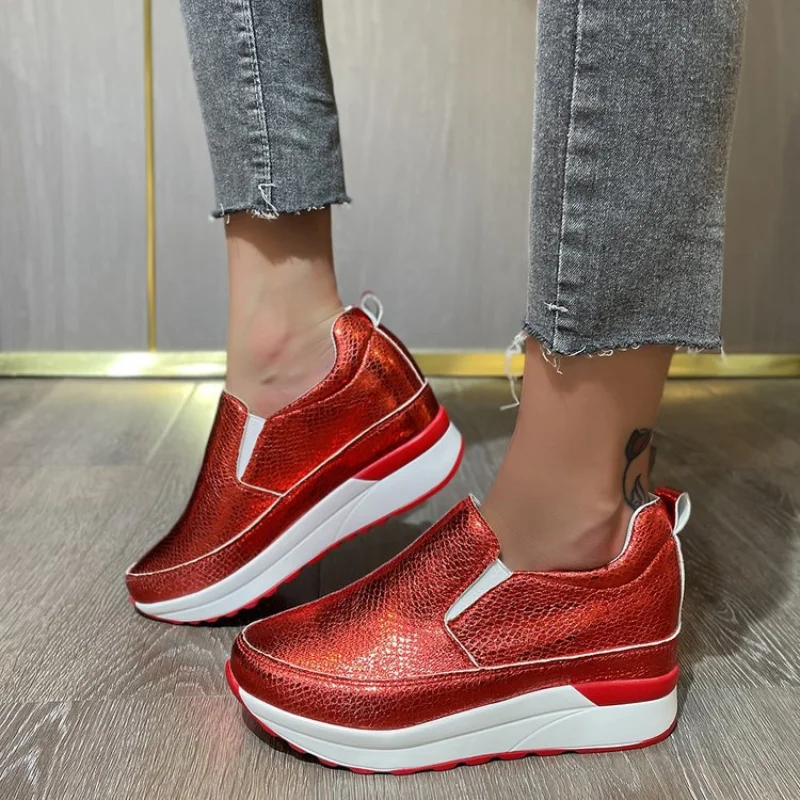 

Spring and Autumn new fashion sports shoes platform low top casual shoes wedged large size single shoes for women women shoes