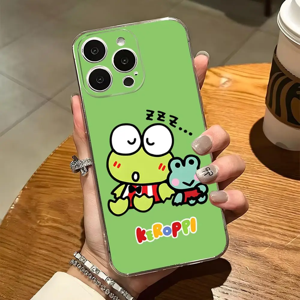Милый чехол для телефона K-Kero Keroppi Iphone 15 Pro Max 14 16 Plus 11 12 Mini 13 7 8 X XR XS SE прозрачная