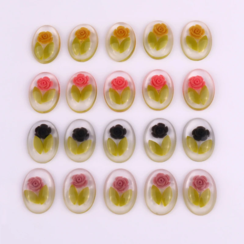 

6pcs 17x25mm Beauty Flowers Print Oval Spacer Beads for Earrings Neckklace Keychains Headwear DIY Jewelry Making Accessories