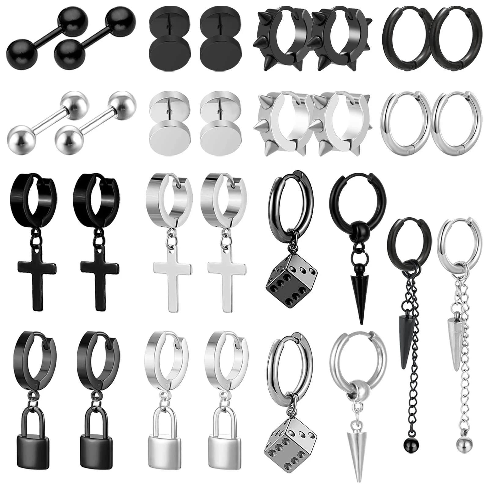 30 шт. серьги-подвески из нержавеющей стали