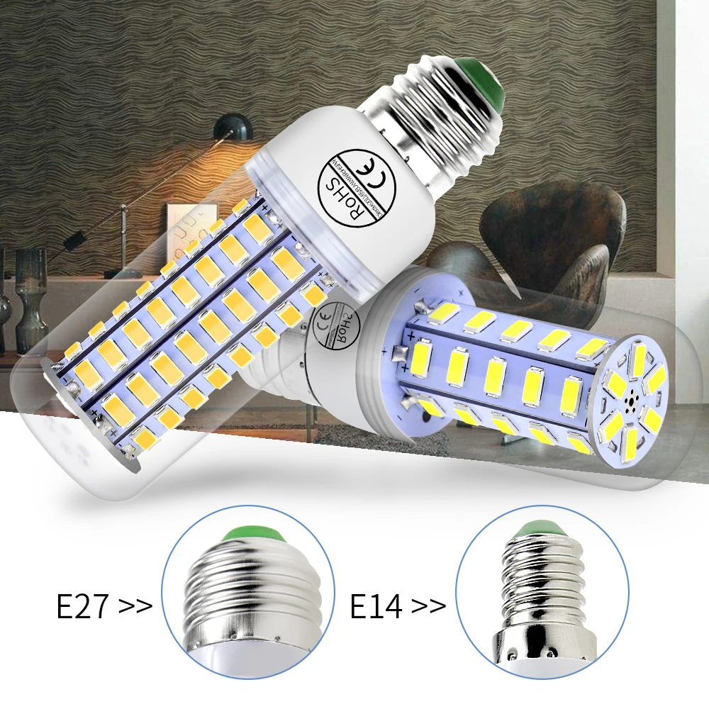 Фото GU10 Кукурузная лампа Светодиодная лампа E14 Lamparas светодиодная 220 В SMD 5730 Bombillas LED E27 Энергосберегающая люстра Свеча Лампа 240 В Настенный светильник №1