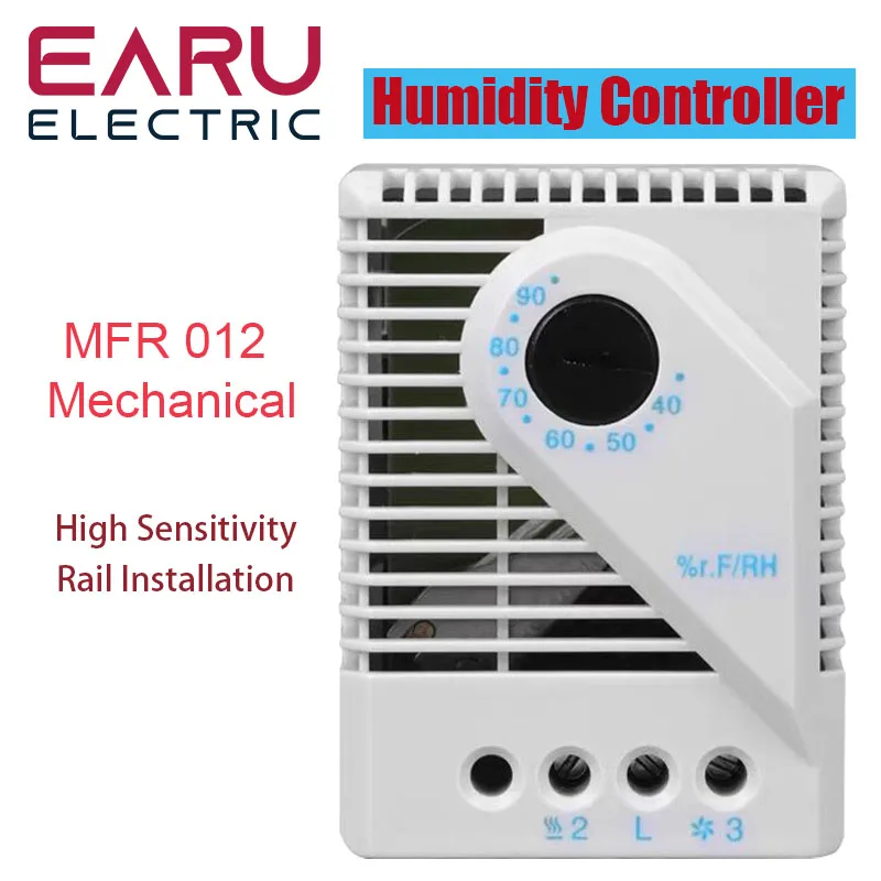 

MFR012 Mechanical Humidifier Humidity Controller Hygrostat Connecting Fan Heater Cabinet Thermostat Switch Adjustable Din Rail