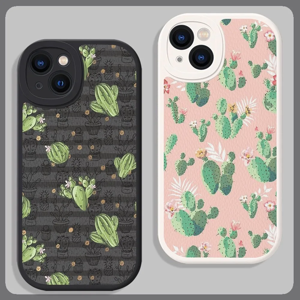 

Cute Cactus Phone Case Hard Leather For iPhone 14 13 12 Mini 11 14 Pro Max Xs X Xr 7 8 Plus Fundas