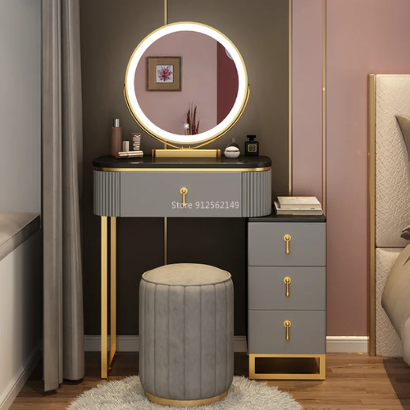 

2022 New Magnet Vanity Dressing Table With Mirrors Stool Girl Bedroom Bedside Storage Cabinet Bedroom Furniture Комод